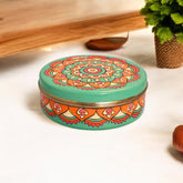 Hand Painted Spice Box With 7 Compartments - Mandala Design